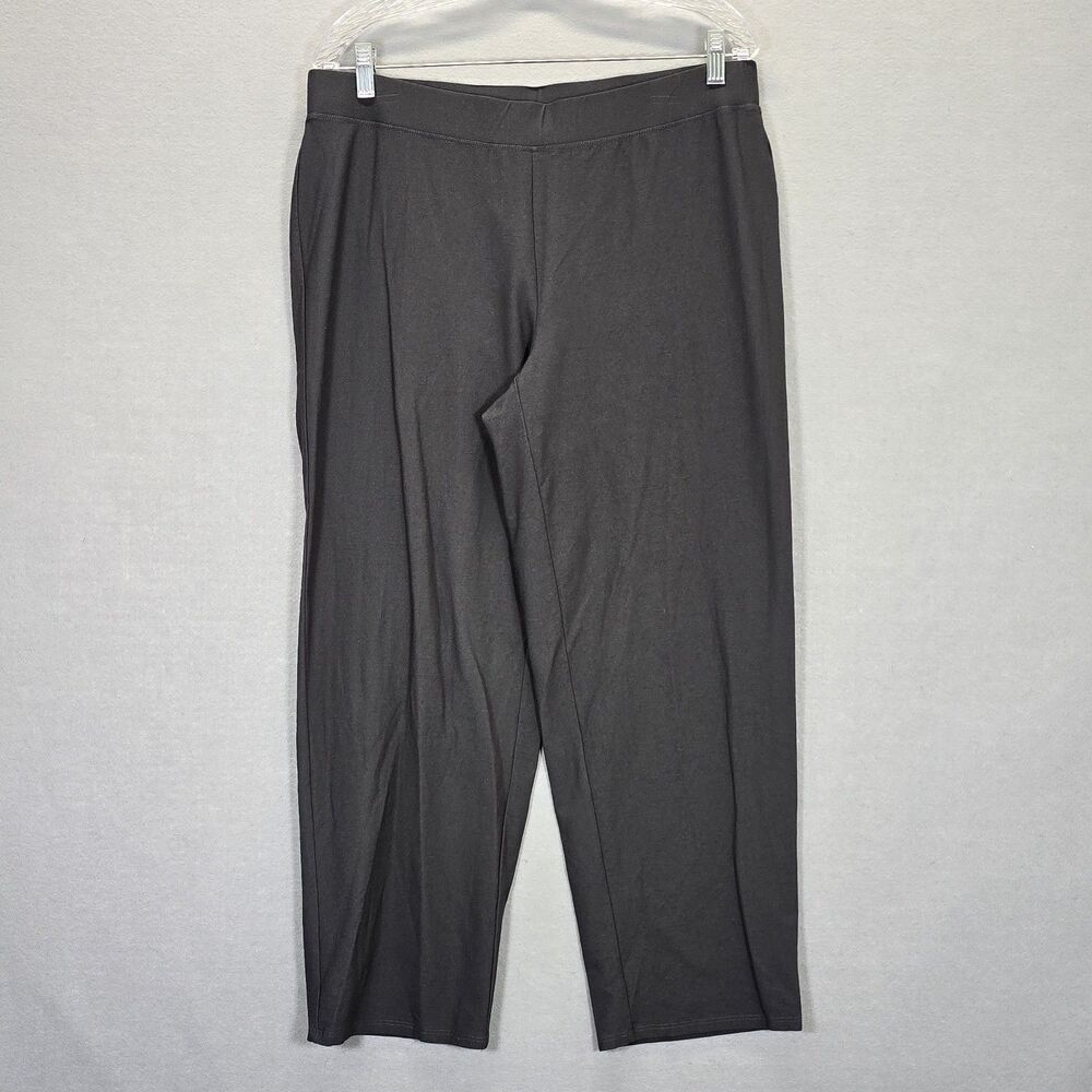 Eileen Fisher Womens Viscose Crepe Knit Pants Pull On Wide Leg Size Large - Picture 1 of 11